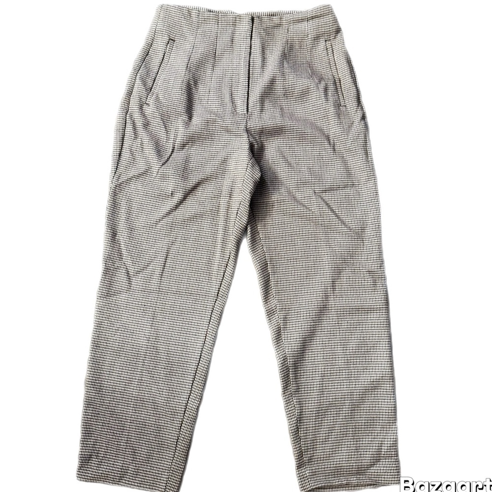 Zara women plaid high waist Dress Pants slacks ankle length Large